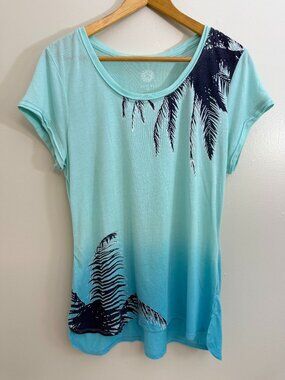 Brisas Aqua Womens Summer Top XL Cap Sleeves Activewear Lightweight‎ Pullover